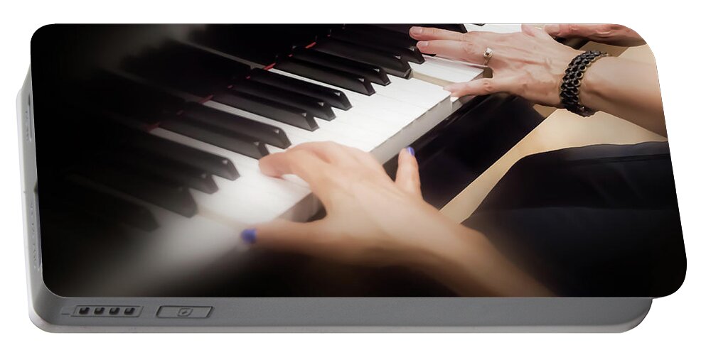 Hands On Piano Keys Portable Battery Charger featuring the photograph Helping Hand - by Julie Weber