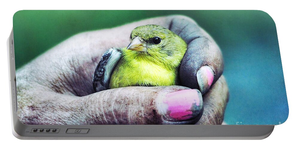 Goldfinch Portable Battery Charger featuring the photograph Helping Hand by Tina LeCour