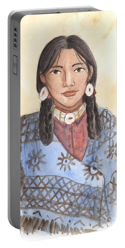 Native American Portable Battery Charger featuring the painting Her Mother's Blanket by Brandy Woods
