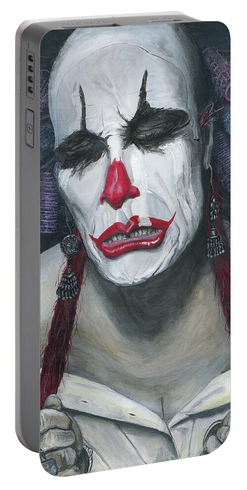 Clown Portable Battery Charger featuring the painting Her Tears by Matthew Mezo