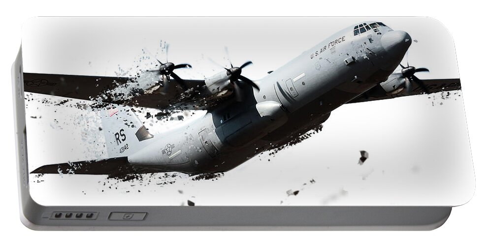 C130 Portable Battery Charger featuring the digital art Hercules Shatter by Airpower Art