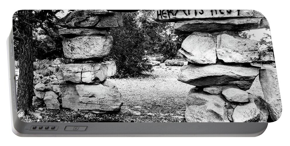 Architecture Portable Battery Charger featuring the photograph Hermit's Rest, Black and White by Adam Morsa