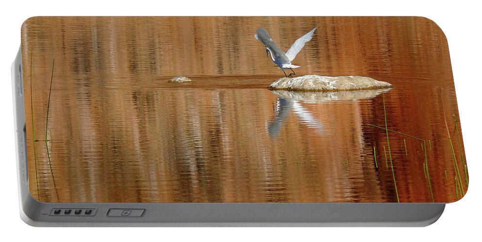 Heron Portable Battery Charger featuring the photograph Heron Tapestry by Evelyn Tambour