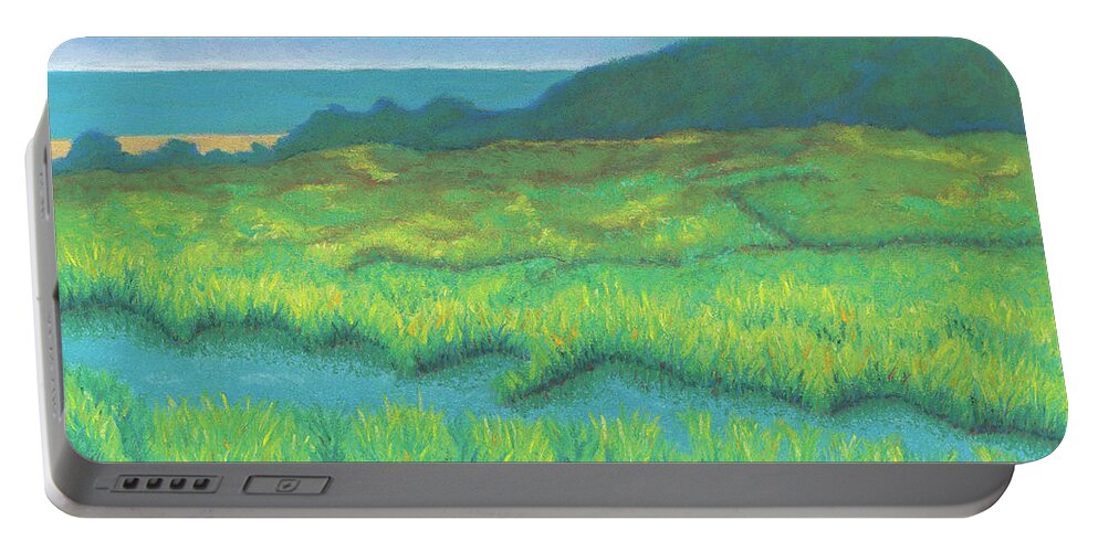 Art Portable Battery Charger featuring the pastel Heron's Home by Anne Katzeff