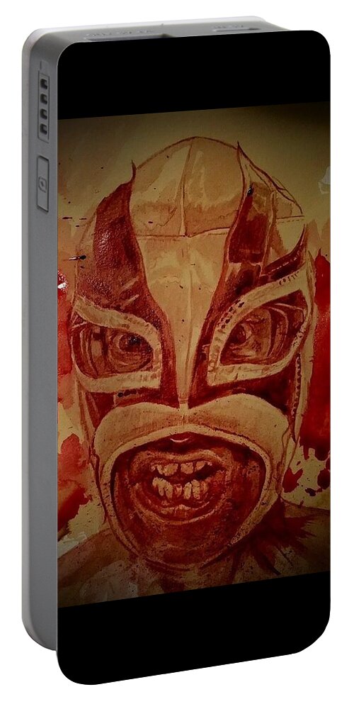 The Dwarves Portable Battery Charger featuring the painting HEWHOCANNOTBENAMED - fresh blood by Ryan Almighty