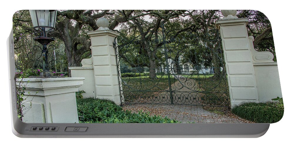 Ul Portable Battery Charger featuring the photograph Heyman House Gates by Gregory Daley MPSA