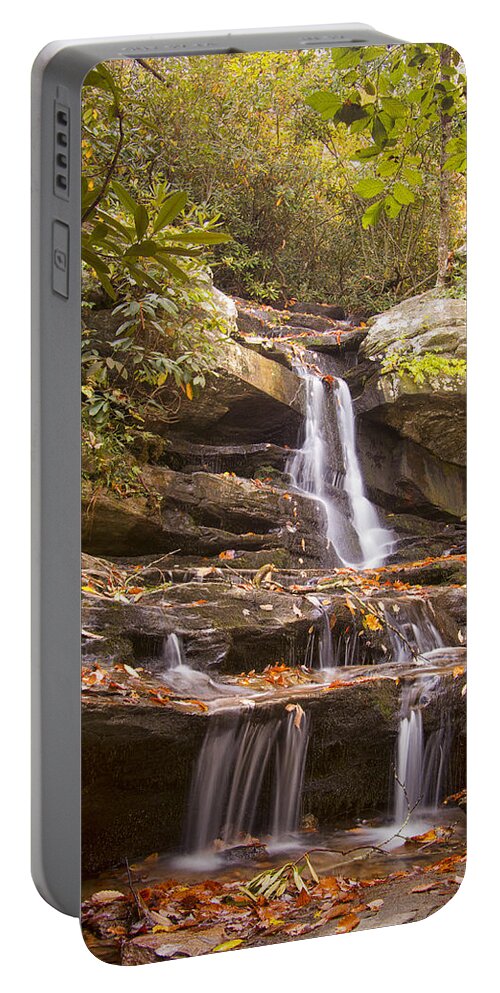 Hidden Falls Portable Battery Charger featuring the photograph Hidden Falls of Danbury, NC by Bob Decker