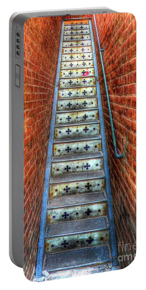 Architecture Portable Battery Charger featuring the photograph Hidden Stairway in Old Bisbee Arizona by Charlene Mitchell