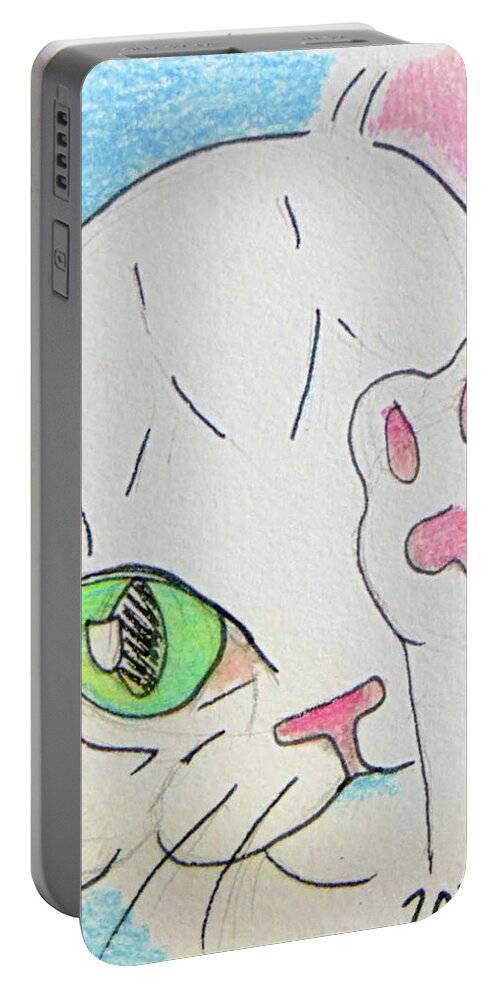 Art Portable Battery Charger featuring the drawing High Five by Loretta Nash