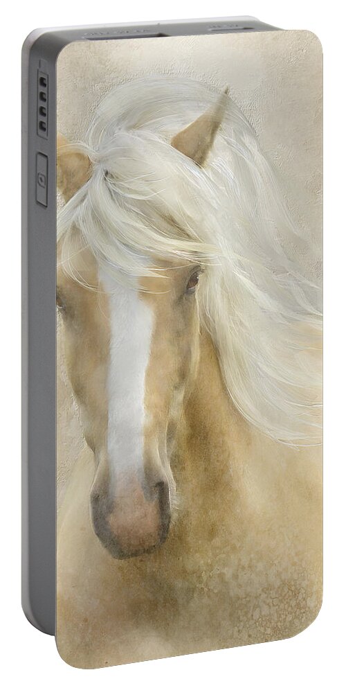 Horses Portable Battery Charger featuring the painting Spun Sugar by Colleen Taylor