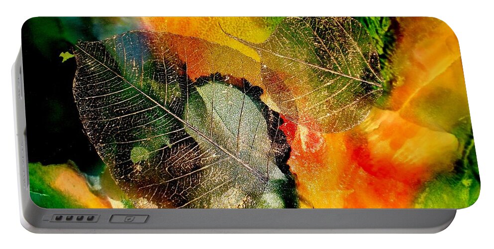 Abstract Portable Battery Charger featuring the mixed media High on Nature by Susan Kubes