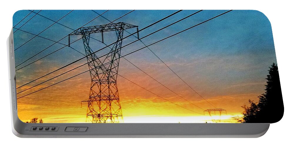 Power Portable Battery Charger featuring the photograph High Power Sunset by Lori Seaman