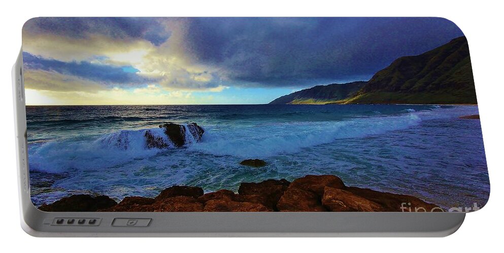 Hawaii Portable Battery Charger featuring the photograph High Tide at Pray for Sex Beach by Craig Wood