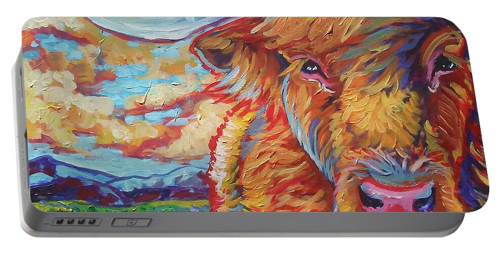 Highland Portable Battery Charger featuring the painting Highland Breeze by Jenn Cunningham