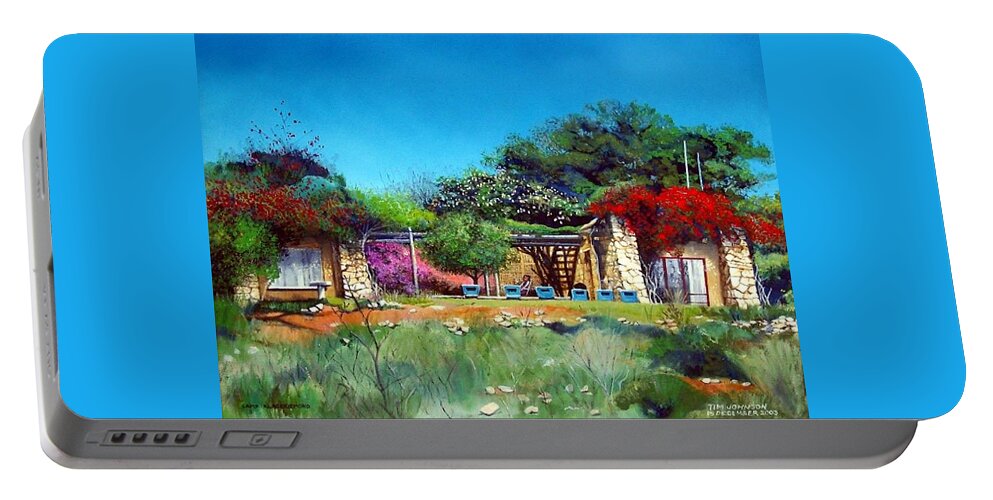  Portable Battery Charger featuring the painting Highveld House by Tim Johnson