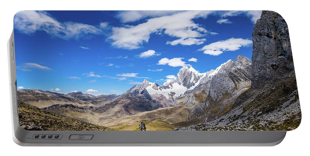 Huayhuash Portable Battery Charger featuring the photograph Hiking the Huayhuash by Olivier Steiner