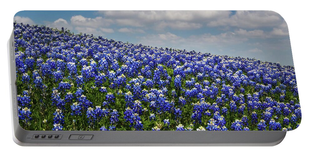 Bloom Portable Battery Charger featuring the photograph Hillside Texas Bluebonnets by David and Carol Kelly