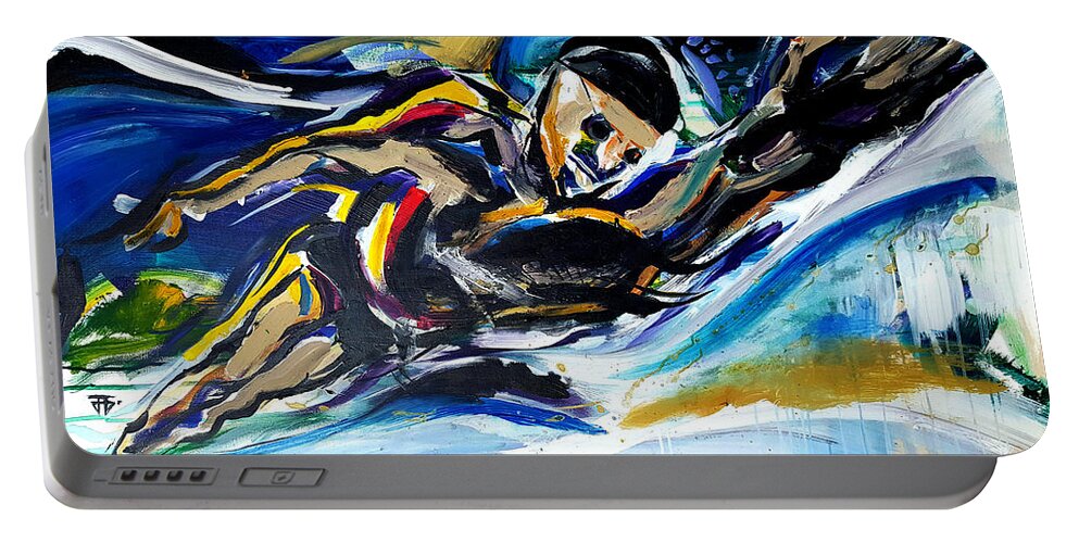 Swim Portable Battery Charger featuring the painting Him Swim by John Gholson