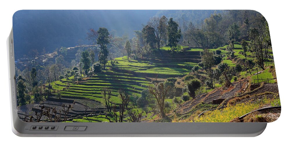 Mountain Portable Battery Charger featuring the photograph Himalayan Stepped Fields - Nepal by Aidan Moran