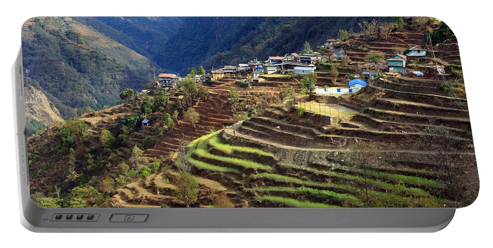 Himalayas Portable Battery Charger featuring the photograph Himalayan Terraced Fields by Aidan Moran