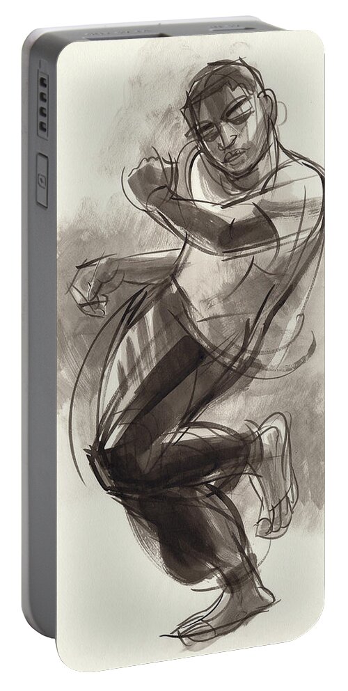 Male Dancer Portable Battery Charger featuring the painting Hiphop Dancer 2 by Judith Kunzle