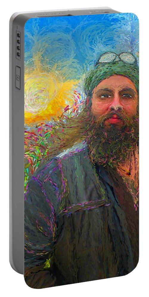 Impressionist Portable Battery Charger featuring the painting Hippie Mike by Hidden Mountain