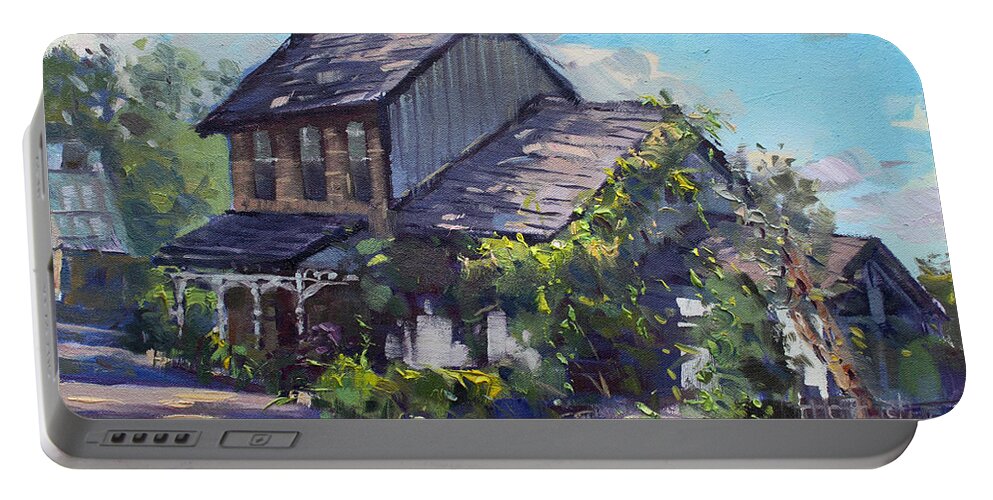 Historical House Portable Battery Charger featuring the painting Historical House Ontario by Ylli Haruni