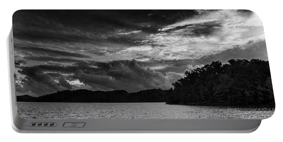 Hiwassee Lake Portable Battery Charger featuring the photograph Hiwassee Lake From Hanging Dog Recreation Area In Black and Whit by Greg and Chrystal Mimbs