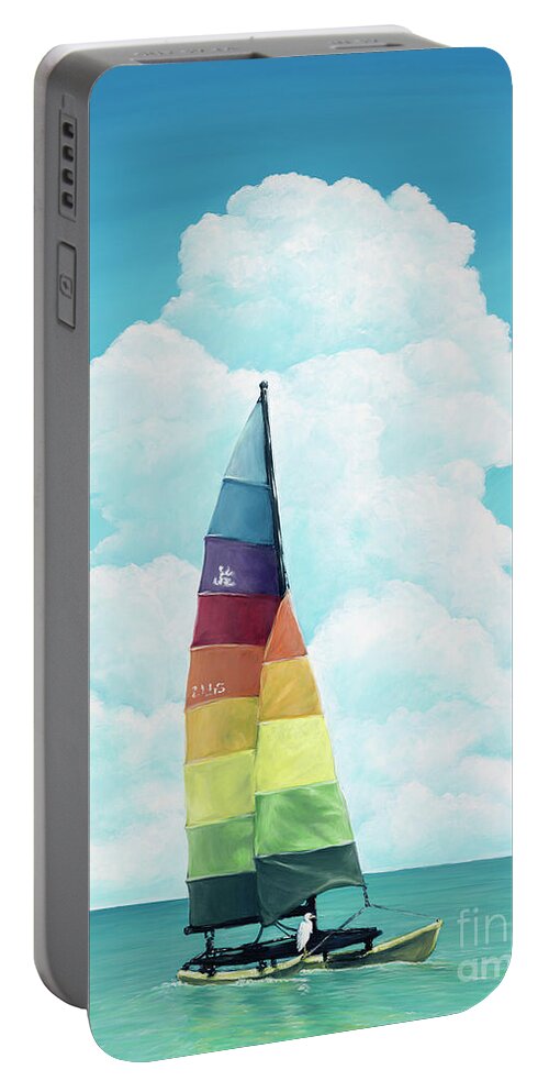 Sailboat Portable Battery Charger featuring the painting Hobie Bird by Elisabeth Sullivan