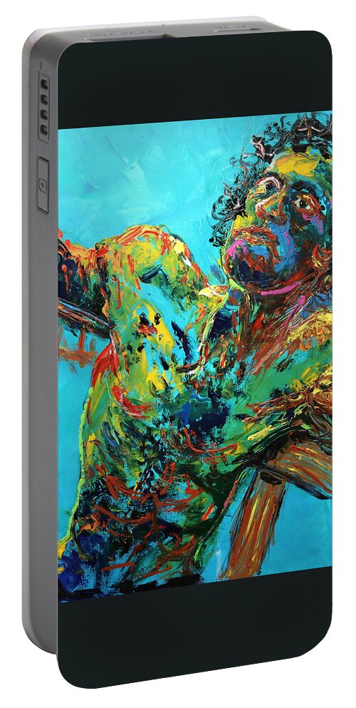 Portraits Portable Battery Charger featuring the painting Holding On by Madeleine Shulman