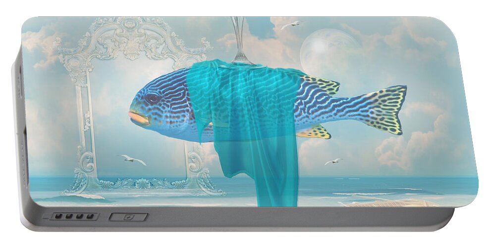 Seaside Portable Battery Charger featuring the digital art Holiday at the seaside by Alexa Szlavics