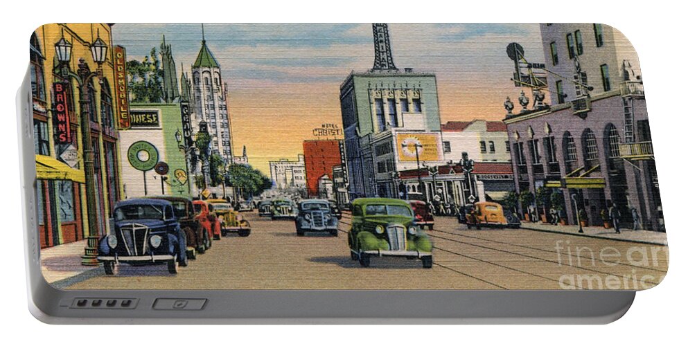 Hollywood Boulevard Portable Battery Charger featuring the photograph Hollywood Boulevard 1940s by Sad Hill - Bizarre Los Angeles Archive