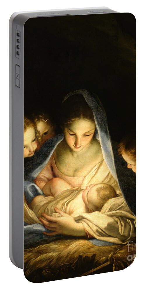 Virgin And Child Portable Battery Charger featuring the painting Holy Night by Carlo Maratta