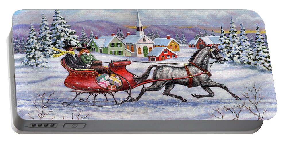 Cutter Portable Battery Charger featuring the painting Home For Christmas by Richard De Wolfe