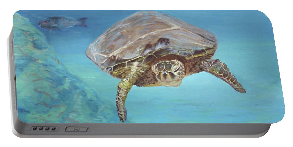 Turtle Portable Battery Charger featuring the painting Honu by Mike Jenkins