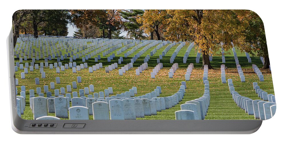 Jefferson Barracks National Cemetery Portable Battery Charger featuring the photograph Honoring Americans by Holly Ross