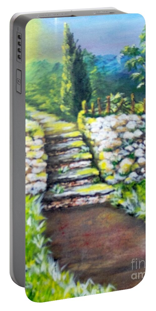 Stairs Portable Battery Charger featuring the painting Hope by Saundra Johnson