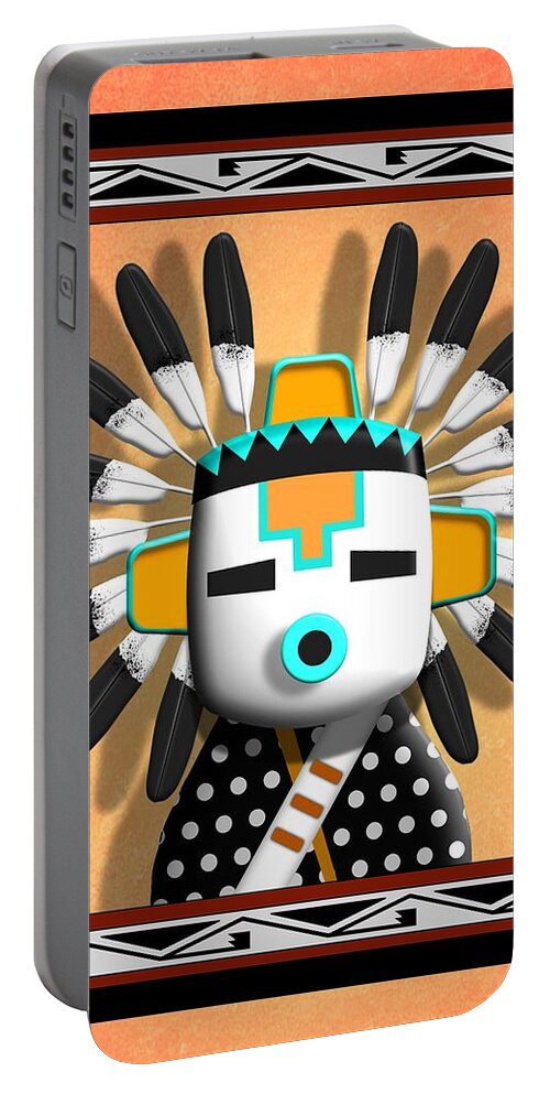 Native American Hopi Indian Portable Battery Charger featuring the digital art Hopi Kachina Mask by John Wills