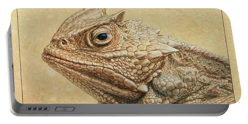 Horned Toad Portable Battery Charger featuring the painting Horned Toad by James W Johnson
