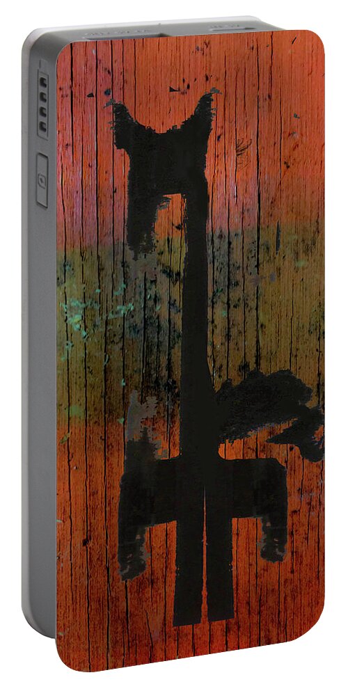 Painting Portable Battery Charger featuring the painting Horse and Barn Abstract by Kandy Hurley