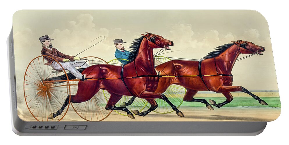 David Letts Portable Battery Charger featuring the photograph Horse Carriage Race by David Letts