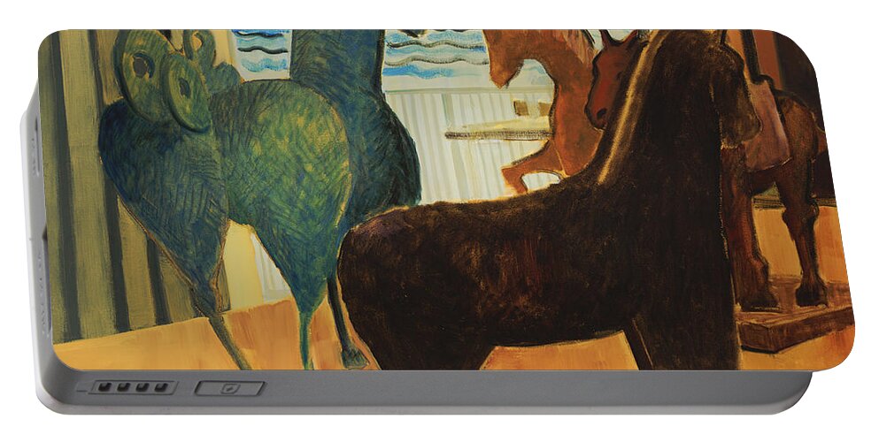 Still Life Portable Battery Charger featuring the painting Horse Collection by Thomas Tribby