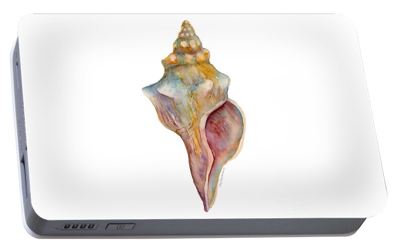 Conch Shell Painting Portable Battery Charger featuring the painting Horse Conch Shell by Amy Kirkpatrick