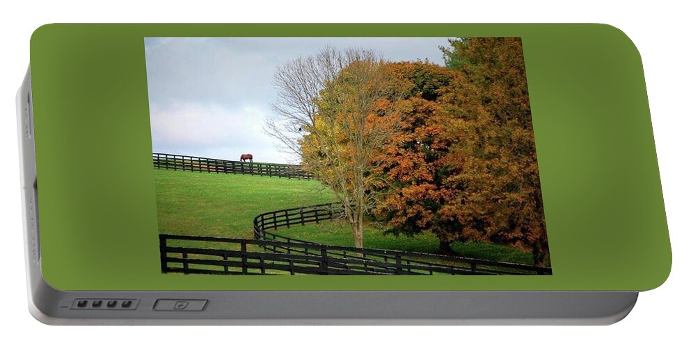 Horses Portable Battery Charger featuring the photograph Horse Farm Country in the fall by Sumoflam Photography