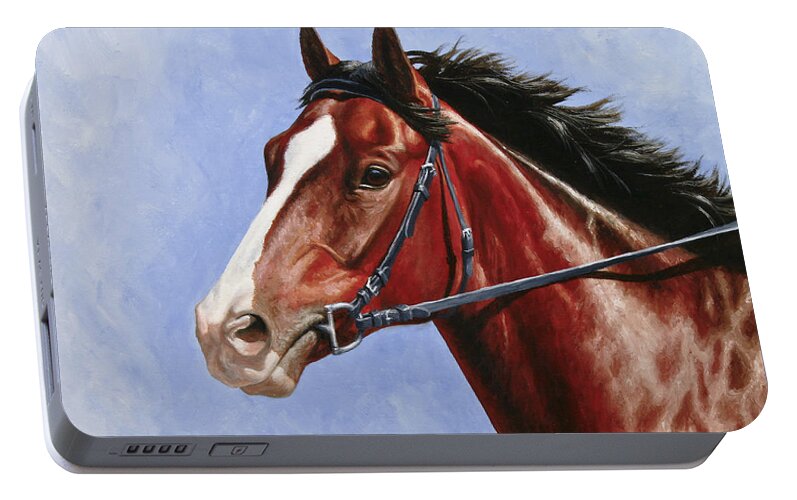 Horse Portable Battery Charger featuring the painting Horse Painting - Determination by Crista Forest