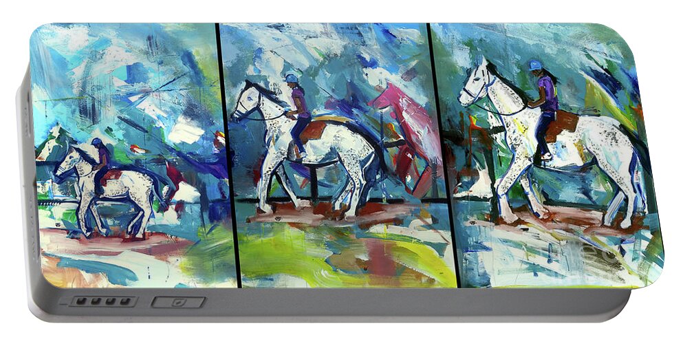  Portable Battery Charger featuring the painting Horse Three by John Gholson