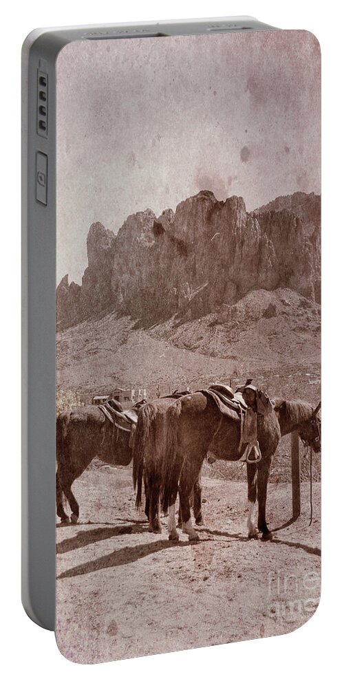 Horses Portable Battery Charger featuring the photograph Horses by Superstition Mountains by Jill Battaglia