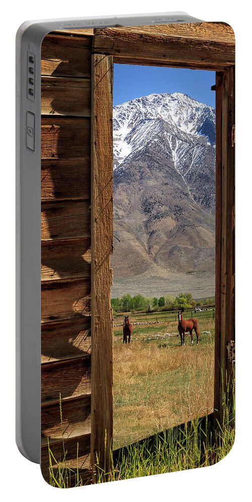 Horses Portable Battery Charger featuring the photograph Horses Through The Door by James Eddy