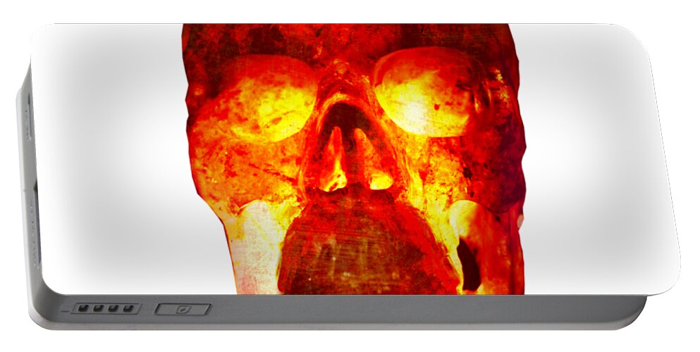 T-shirt Portable Battery Charger featuring the photograph Hot Headed Skull on Transparent background by Terri Waters