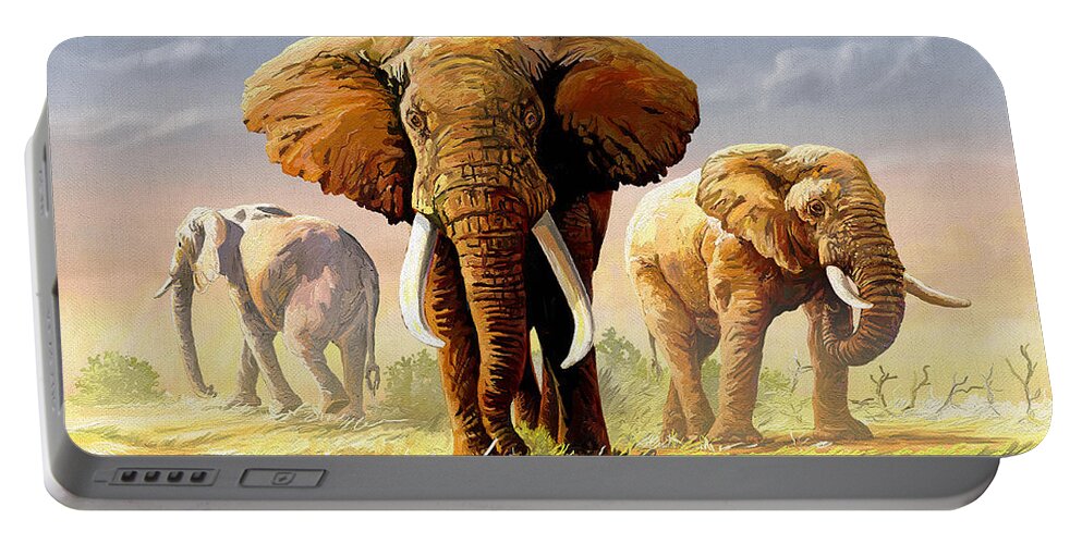 Africa Portable Battery Charger featuring the painting Hot Mara Afternoon by Anthony Mwangi